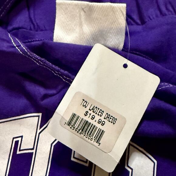 NOS Ketch the Spirit TCU Game Day Dress Womens Purple White Halter Tiered Sz S - Picture 10 of 11